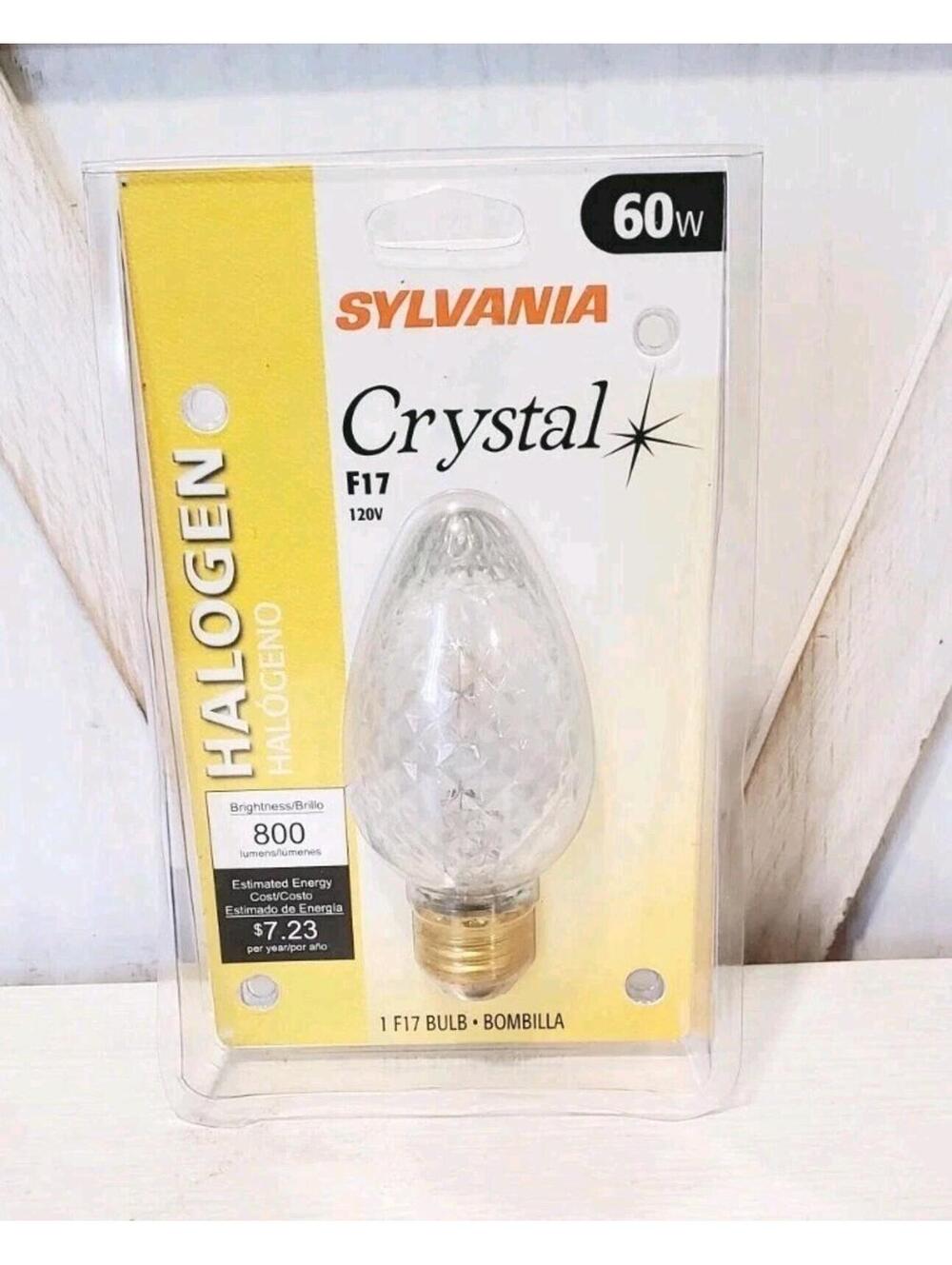 Sylvania Vintage Teardrop Flame Shape F17 Light Bulb 60W Clear Crystal NOS